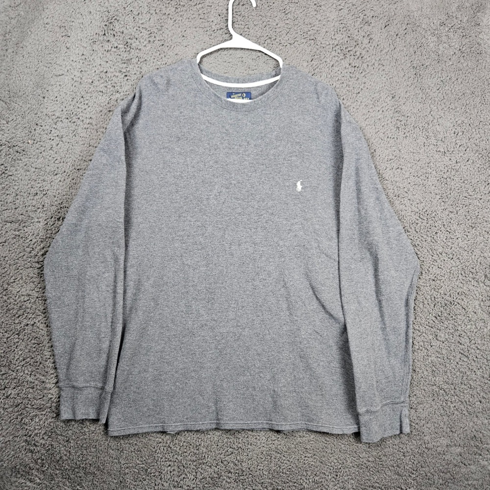 Polo‎ Ralph Lauren Mens 2XL Gray Long Sleeve Waffle Knit Cotton Casual Top